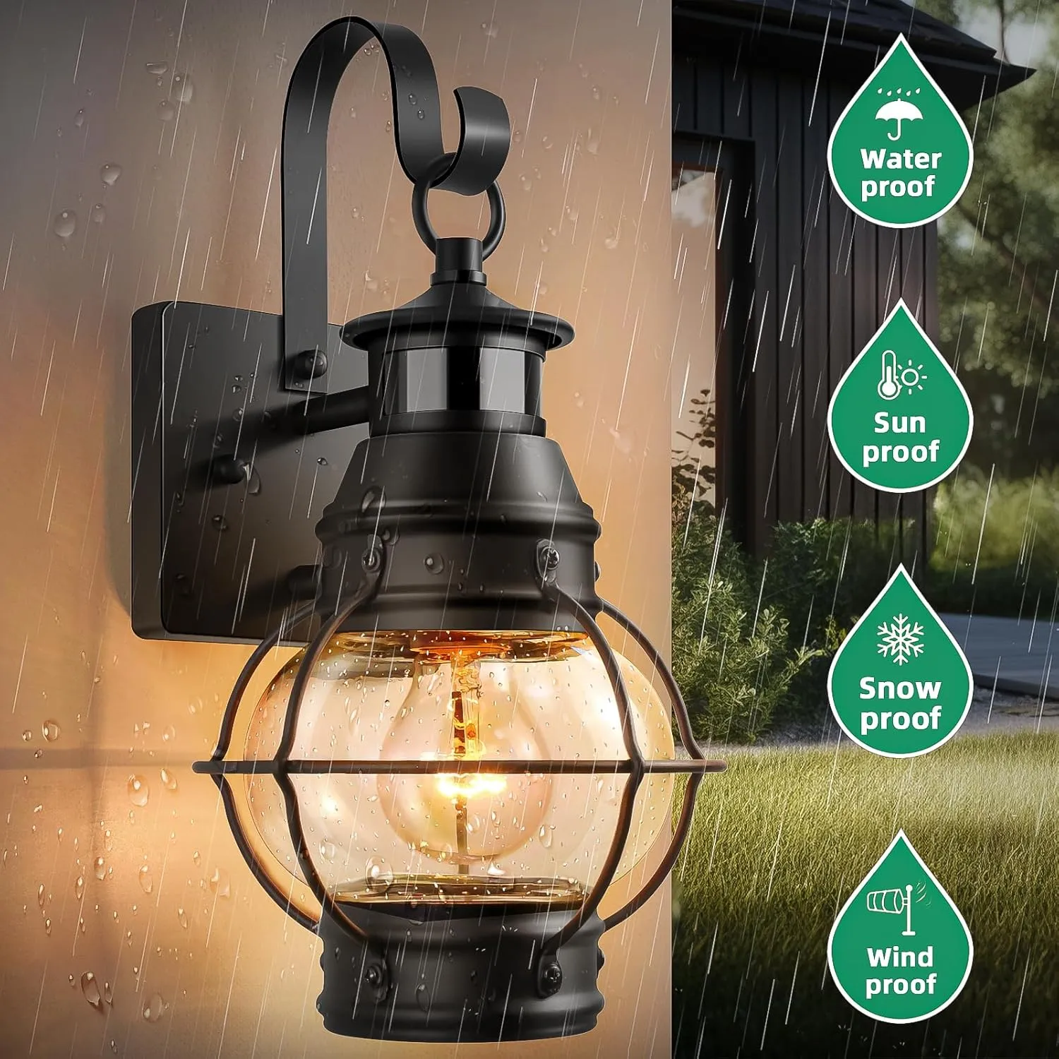 Lamomo Outdoor Wall Light, Motion Sensor Porch Lights Outdoor Wall Light Fixture,Black Dusk to Dawn Exterior Lighting for House Waterproof Anti-Rust Wall Mount Lantern for Outside,Garage(NO Bulb)