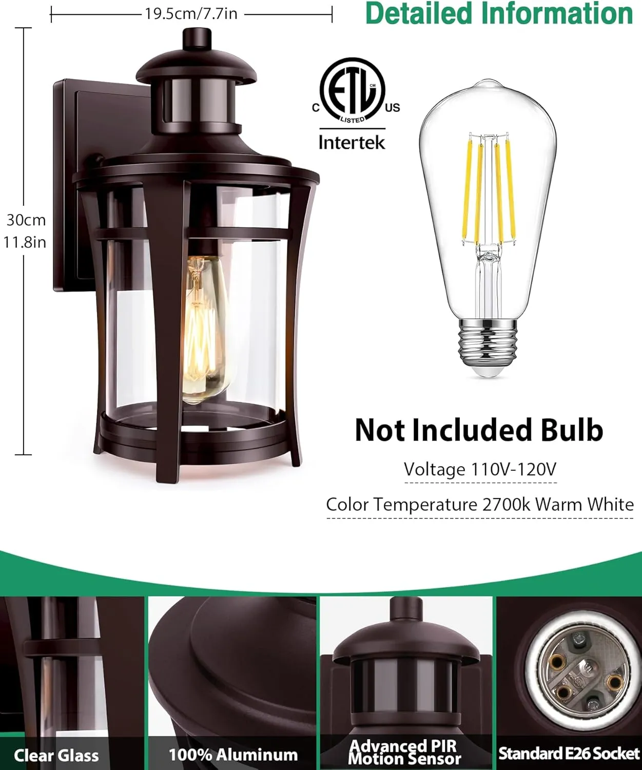 Lamomo Porch Lights Outdoor Bronze, Dusk to Dawn Wall Light Fixtures, Exterior Front Sconces Wall Mount Lighting, Waterproof Anti-Rust Outside Lights for House, Garage, Entryway