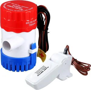 Landhoow Bilge Pump 12V with Float Switch Bilge for Boats DC 12V 24V 32V Portable Marine Electric Boat Water Pump(750 Gph)