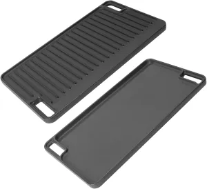 Large Cast Iron Griddle Insert, Universal Skillet, Oblong Grilling Pan for Stovetop,Pre-Seasoned Griddle Gas Stove Grill Plate Oven, 16.75" x 9.5" Reversible Pancake Pan for Weber,Charbroil etc.,1PC