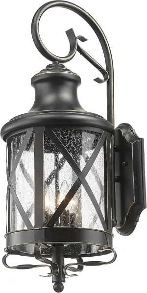 Large Traditional Outdoor Wall Mount Light 29.5 Inch Tall Industrial Exterior Lantern Light Fixture, Outdoor Wall Sconces Anti-Rust Waterproof Porch Lighting Lamp with Seeded Glass(Matte Black)