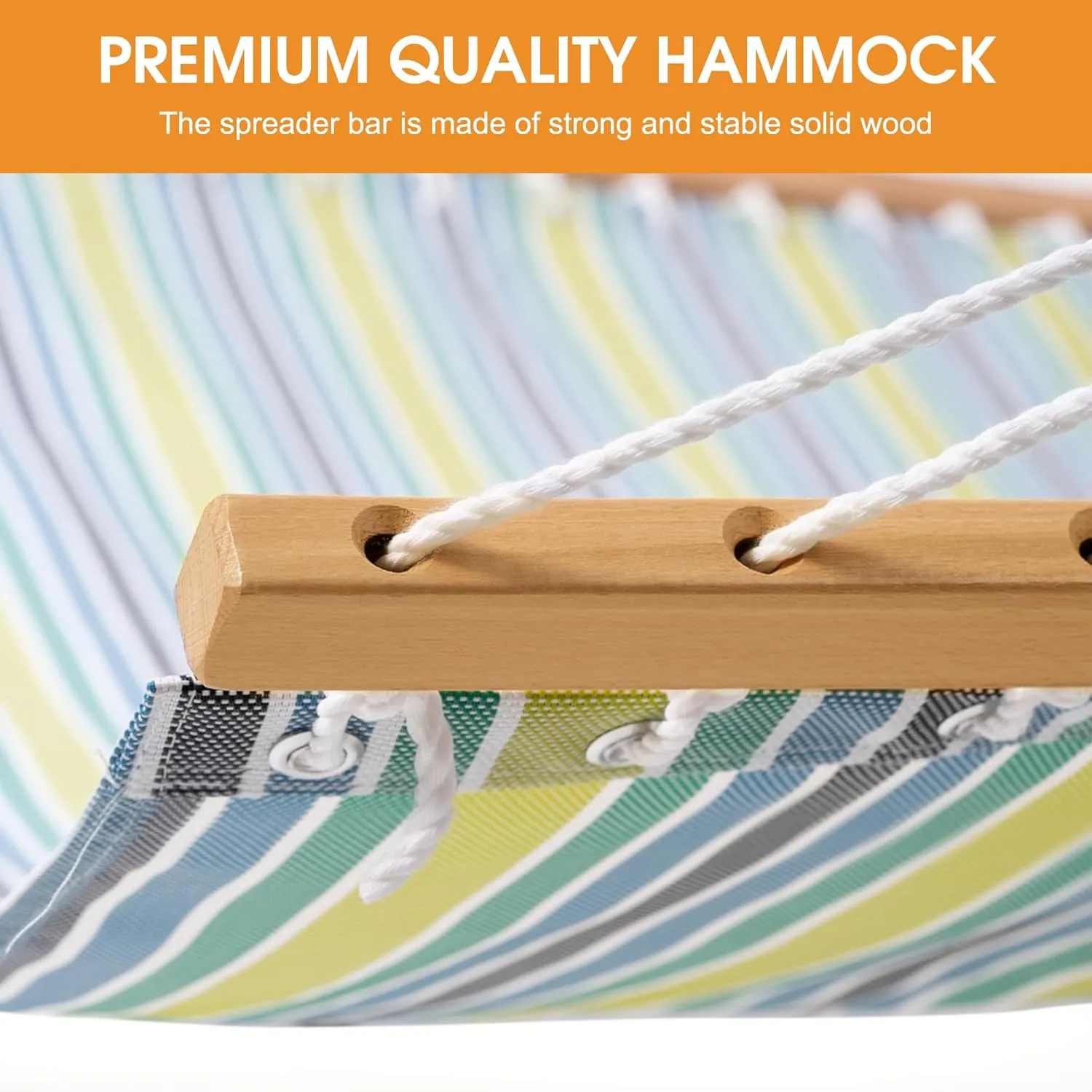 Lazy Daze Hammocks Outside 12 FT Double Quick Dry Textliene Hammock with Stand Included Curved Metal Hammock Stand for Outdoor 450 Lbs Capacity, Green Stripes