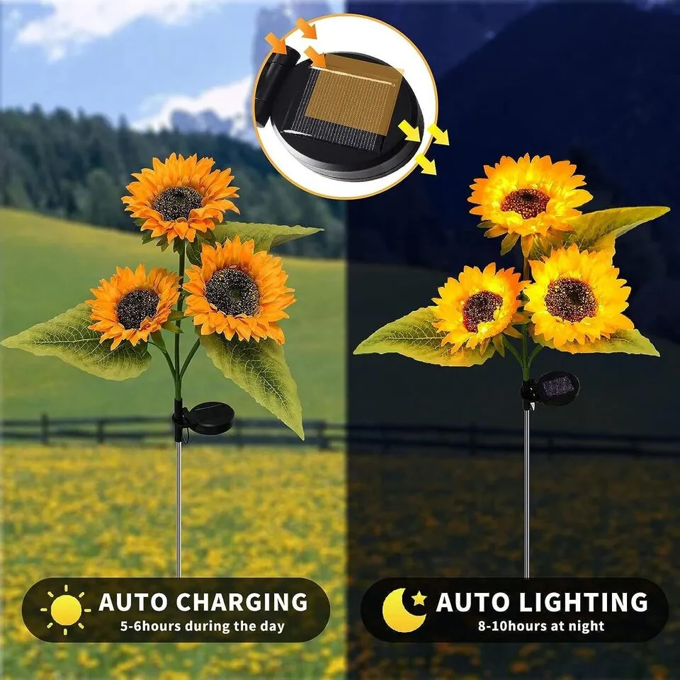 LED Solar Sunflower Lights Flower Lamp Landscape Lawn Path Garden AU Day