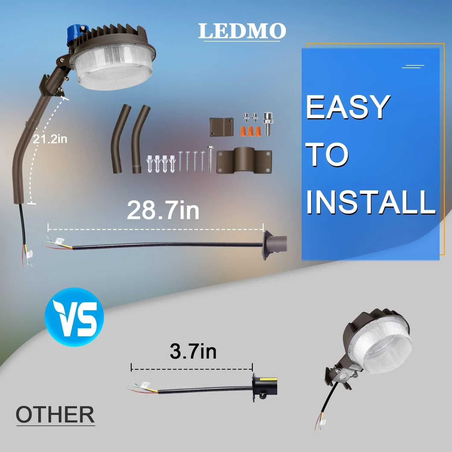 LEDMO 120W LED Barn Light Dusk to Dawn Adjustable Angle with Mountiong Arms 18000LM Outdoor Lighting Yard Light with Photocell 5000K Brightset IP65 Waterproof Security Flood Lights