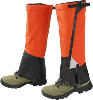 Leg Gaiters Outdoor Hiking Gaiters Snow Gaiters,Waterproof and Adjustable Leg Cover Durable Gaiters for Walking,Hiking,Skiing,Climbing,Hunting (Color : Orange, Size : One size)
