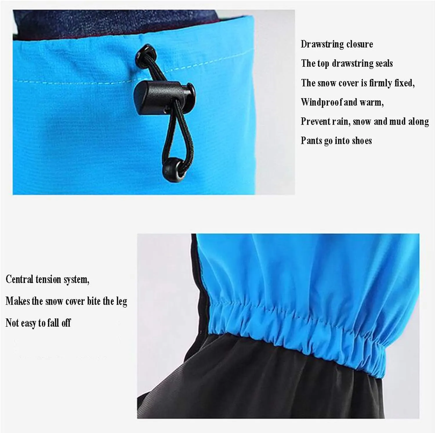 Leg Gaiters,Extended Lightweight Gaiters,Adjustable Size Gaiters,Outdoor Gaiters for Hiking,Skiing and Walking (1 Pair)