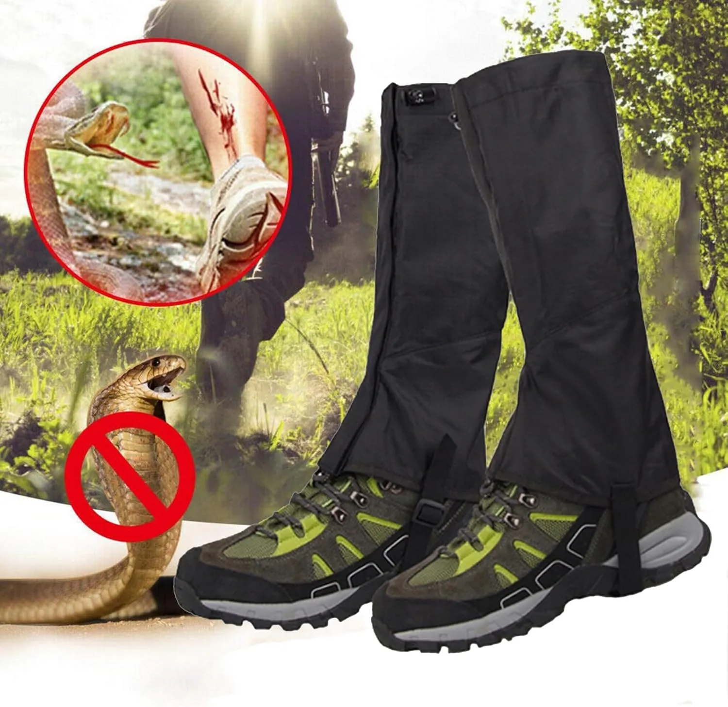 Leg Hiking Gaiters,Waterproof and Breathable Leg Wrappings, Adjustable Lightweight Shoes Leggings for Camping, Mountain and Snowshoeing