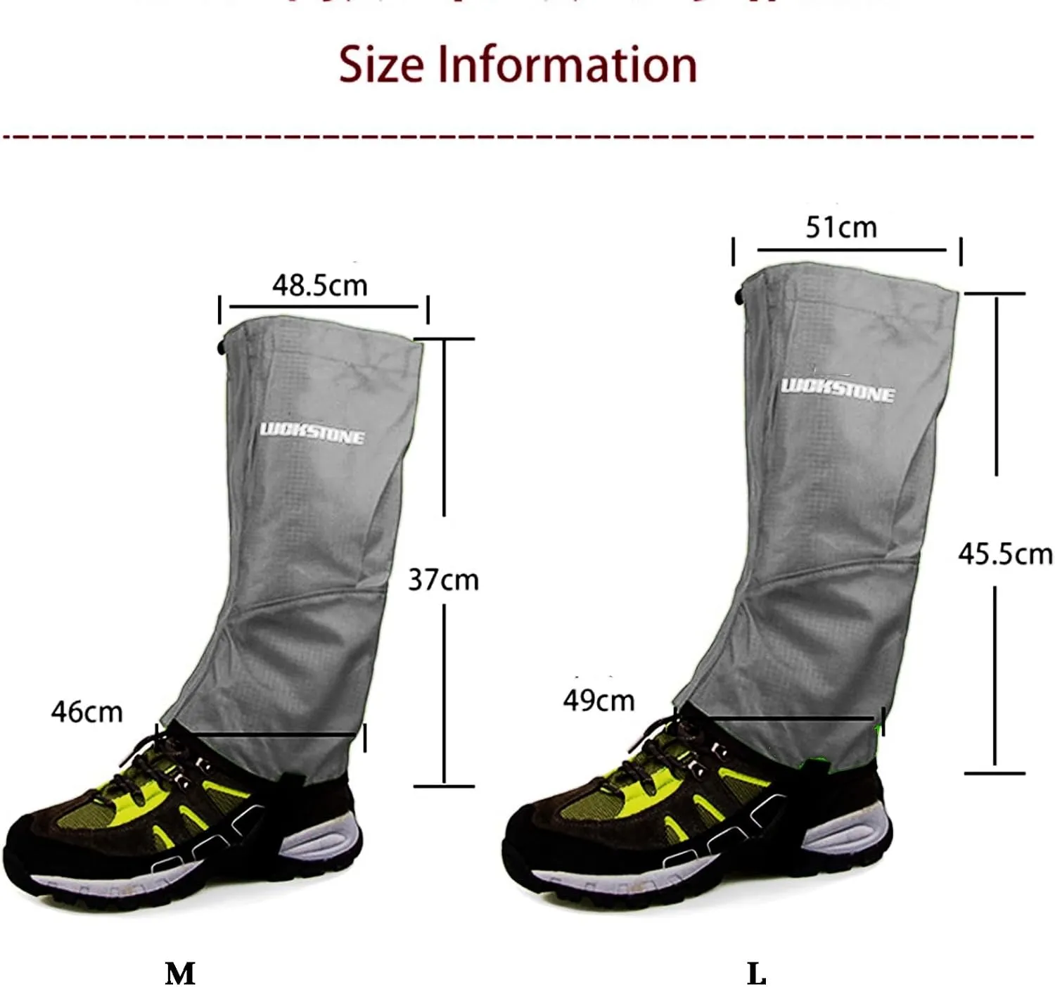 Leg Hiking Gaiters,Waterproof and Breathable Leg Wrappings, Adjustable Lightweight Shoes Leggings for Camping, Mountain and Snowshoeing