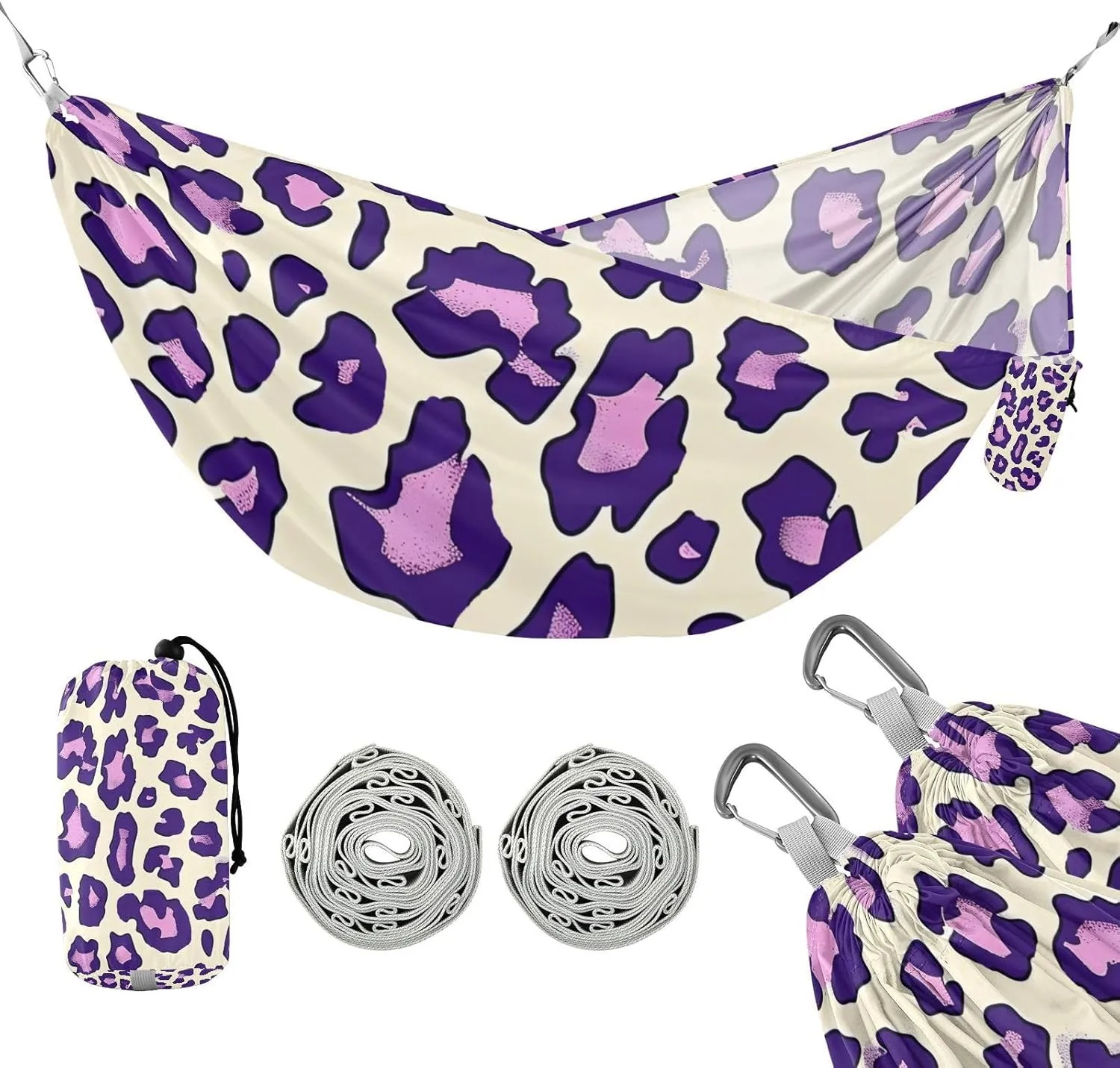 Leopard Purple 330lb Capacity Outdoor Hammocks with Portabl Carry Bag Portable Hammock for Outside Camping Essentials Bases para hamacas para adultos
