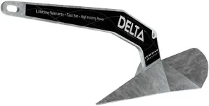 Lewmar Galvanized Steel Delta Anchor 9 lbs. for Boats 12'- 21', Lead ballasted tip for Quick Setting, Integrated Eye for Trip line, Measures 20-1/4" L x 9" W x 9" H - 2020202222