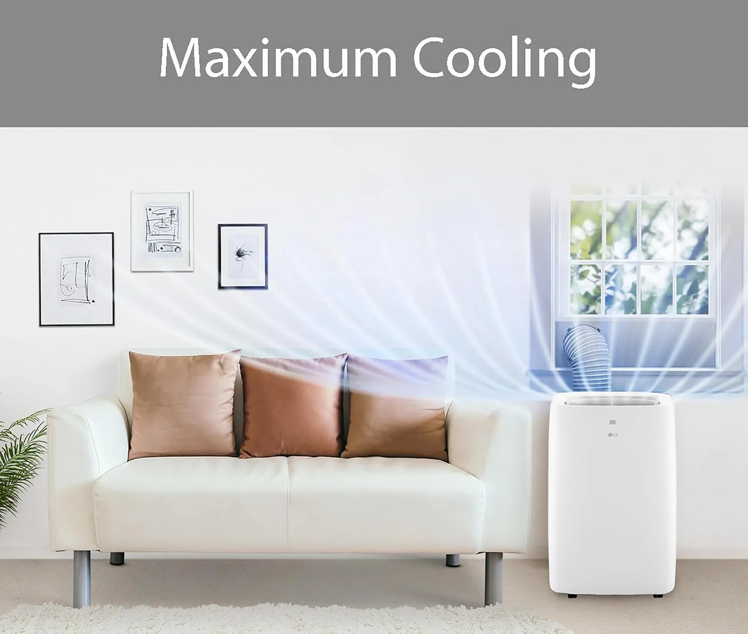 LG 7,000 BTU Portable Air Conditioner, 115V, Cools 300 Sq.Ft. (12' x 25' Room Size), Portable Air Conditioner for Home with Quiet Operation, LCD Remote Control, and Window Installation Kit, White