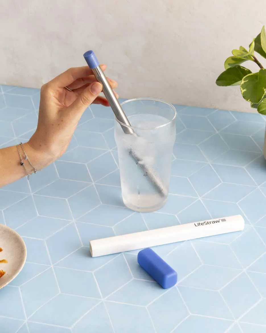 LifeStraw SIP Reusable Steel Filter Straw with carry case APRICOT