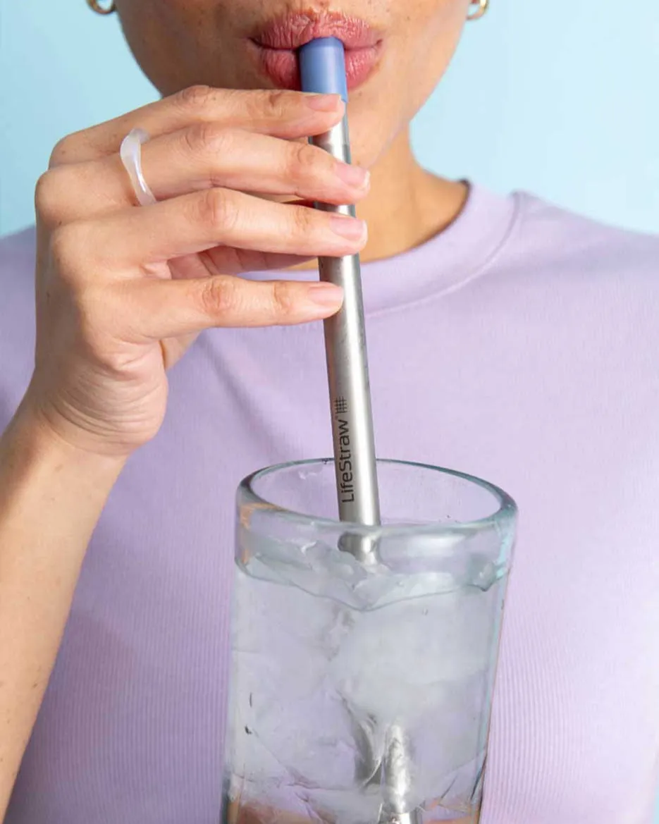 LifeStraw SIP Reusable Steel Filter Straw with carry case APRICOT