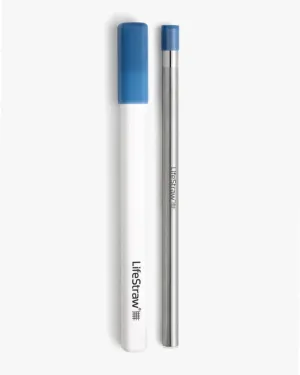 LifeStraw SIP Reusable Steel Filter Straw with carry case STORMY BLUE