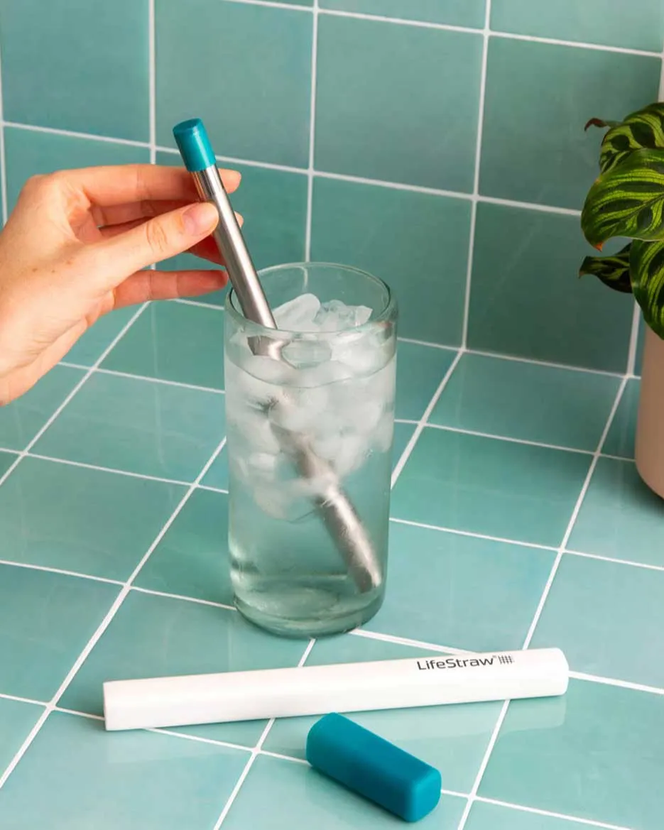 LifeStraw SIP Reusable Steel Filter Straw with carry case STORMY BLUE