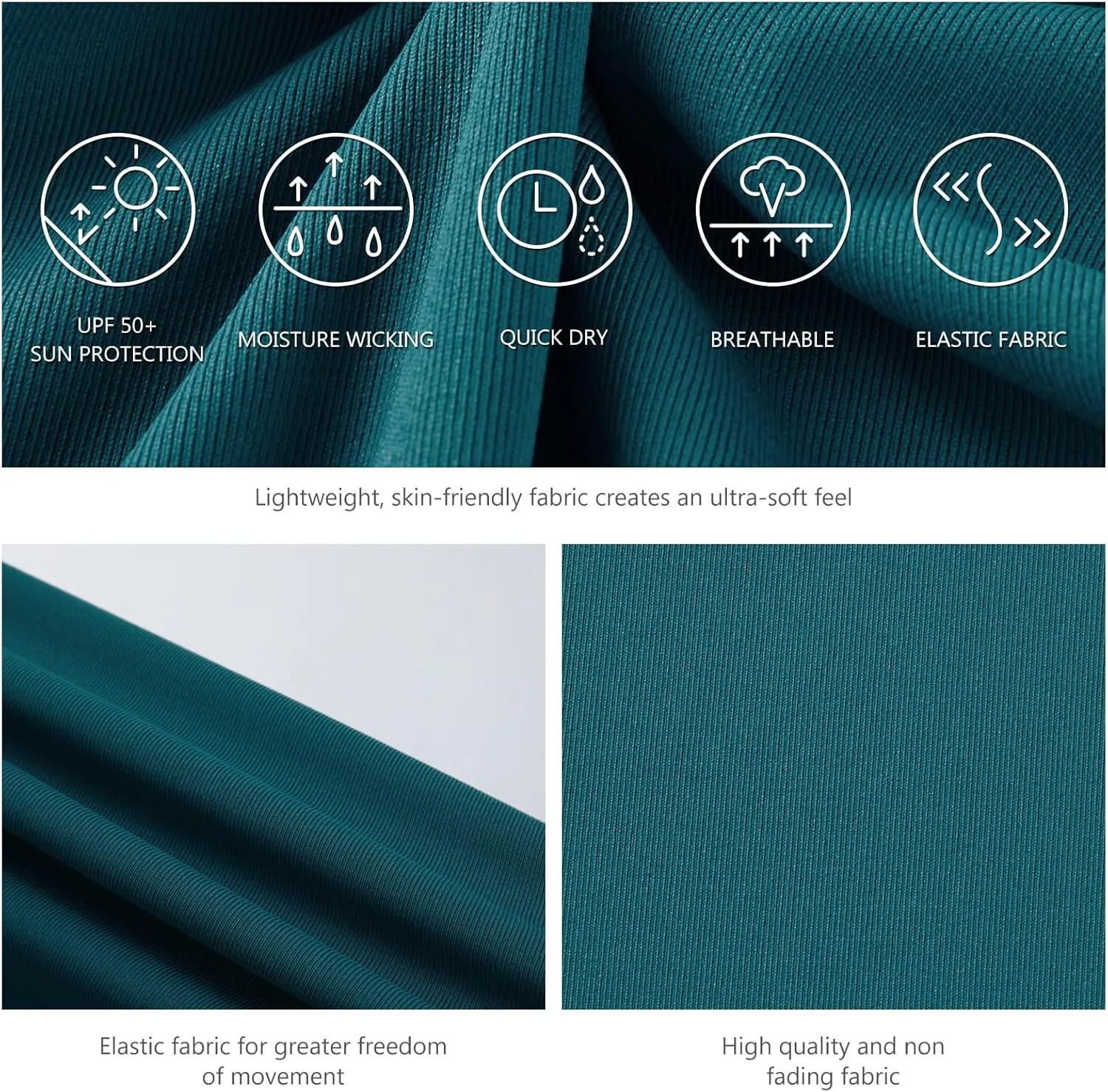 Lightbare Women’s 3/4 Sleeve Dress with Pockets UPF 50  Casual Sun Dress Breathable Quick Dry for Beach Hiking Outdoors Party