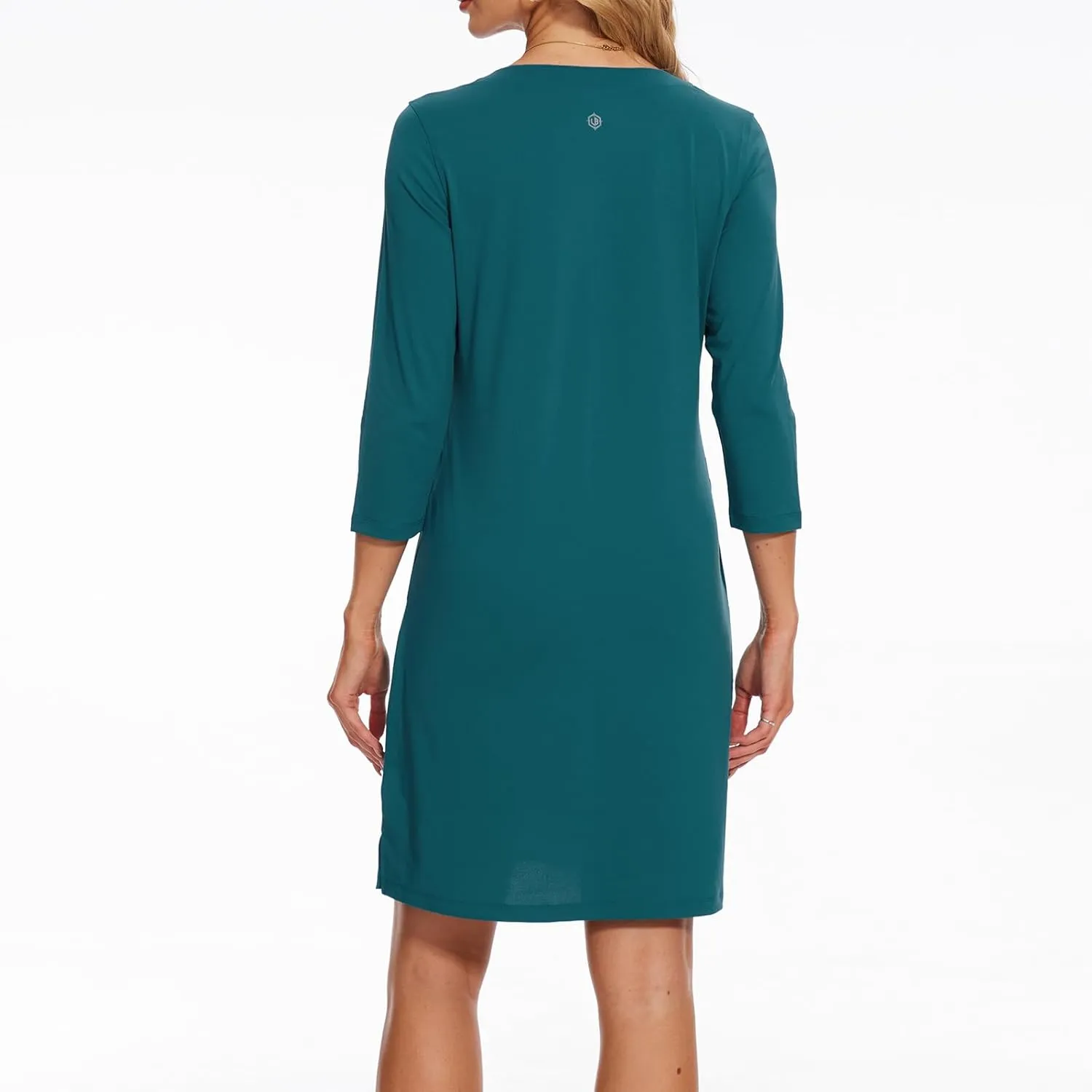 Lightbare Women’s 3/4 Sleeve Dress with Pockets UPF 50  Casual Sun Dress Breathable Quick Dry for Beach Hiking Outdoors Party