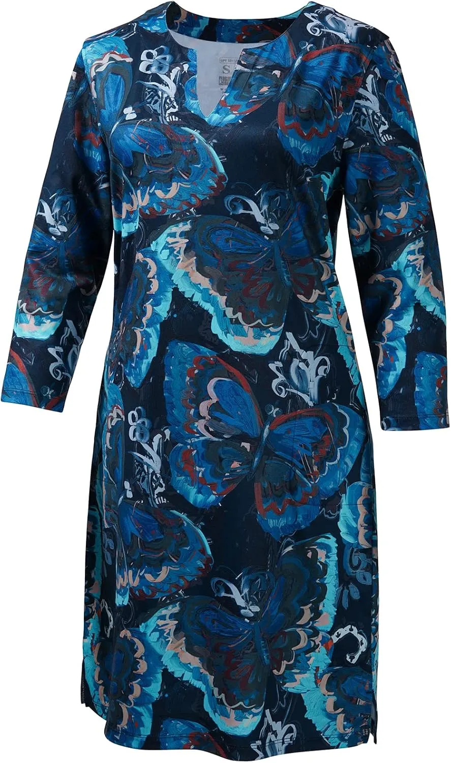 Lightbare Women’s 3/4 Sleeve Dress with Pockets UPF 50  Casual Sun Dress Breathable Quick Dry for Beach Hiking Outdoors Party
