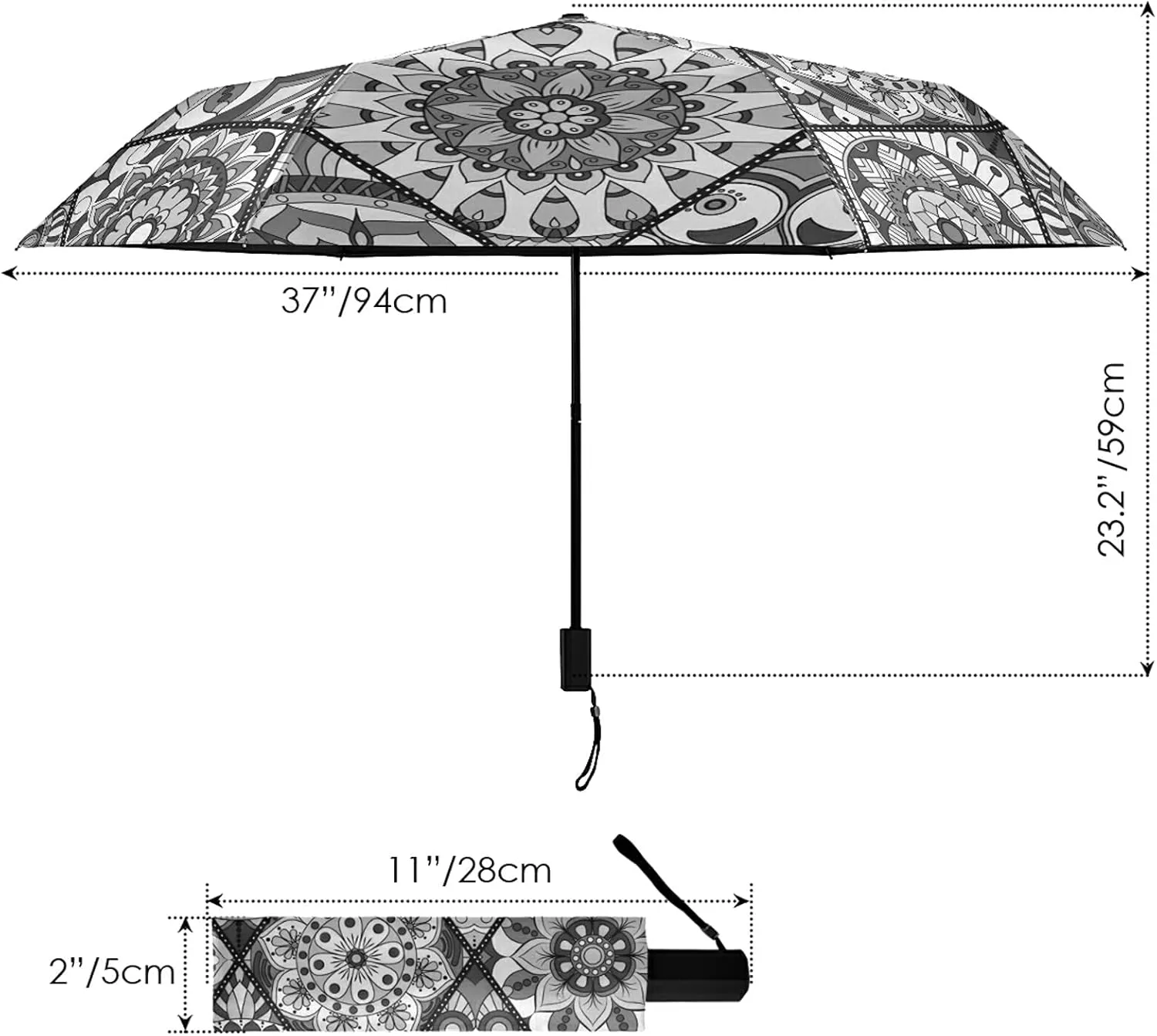 Lightweight Folding Umbrella, Portable Sun Travel Parasol, Compact Anti-UV Strong Rain Umbrella