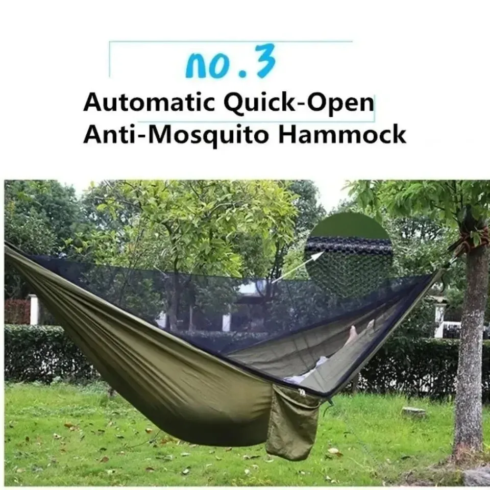Lightweight Outdoor Camping Hammock with Mosquito Net – High-Strength Parachute Fabric Hanging Bed (250x120cm) for Hiking, Backpacking & Travel