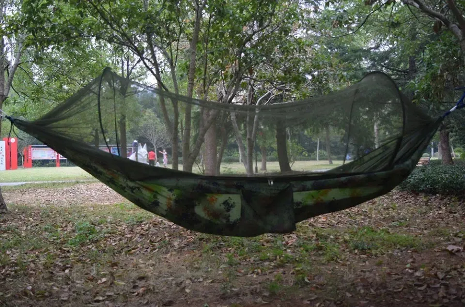 Lightweight Outdoor Camping Hammock with Mosquito Net – High-Strength Parachute Fabric Hanging Bed (250x120cm) for Hiking, Backpacking & Travel