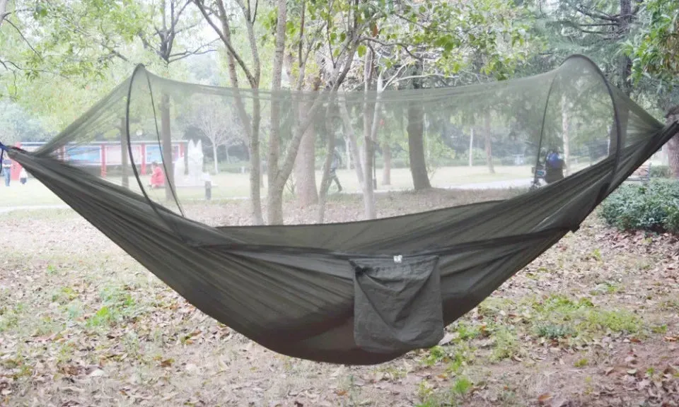 Lightweight Outdoor Camping Hammock with Mosquito Net – High-Strength Parachute Fabric Hanging Bed (250x120cm) for Hiking, Backpacking & Travel
