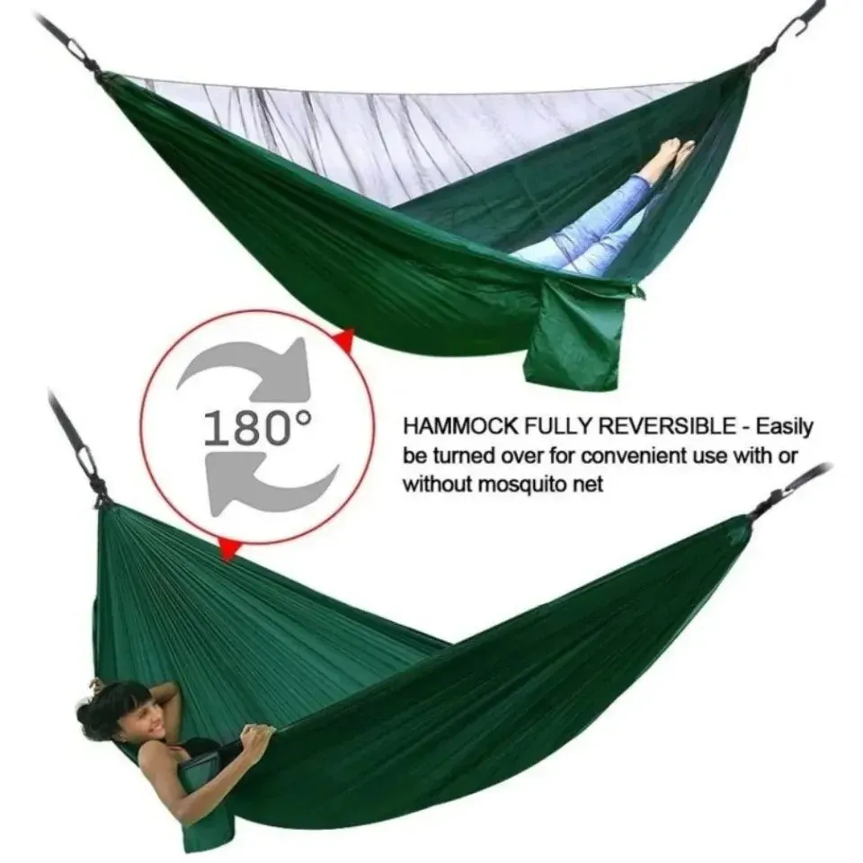 Lightweight Outdoor Camping Hammock with Mosquito Net – High-Strength Parachute Fabric Hanging Bed (250x120cm) for Hiking, Backpacking & Travel