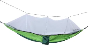 Lightweight Portable Hammock with Net Tear Breathable Design Boat Shaped Structure for Camping Picnic (Dark Green with Fruit Green (White Net))