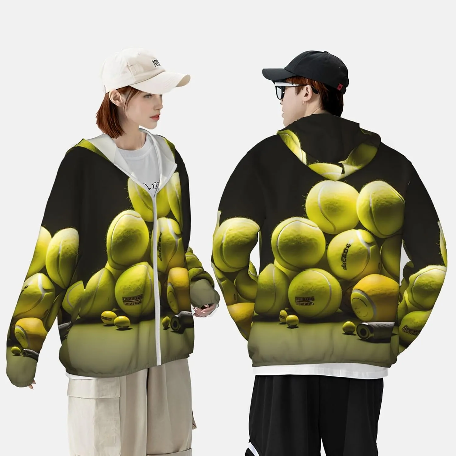 Lightweight UV Protection Sun Jacket, Tennis diagram Print Sportswear Hooded Sunblock Shirt for Outdoor