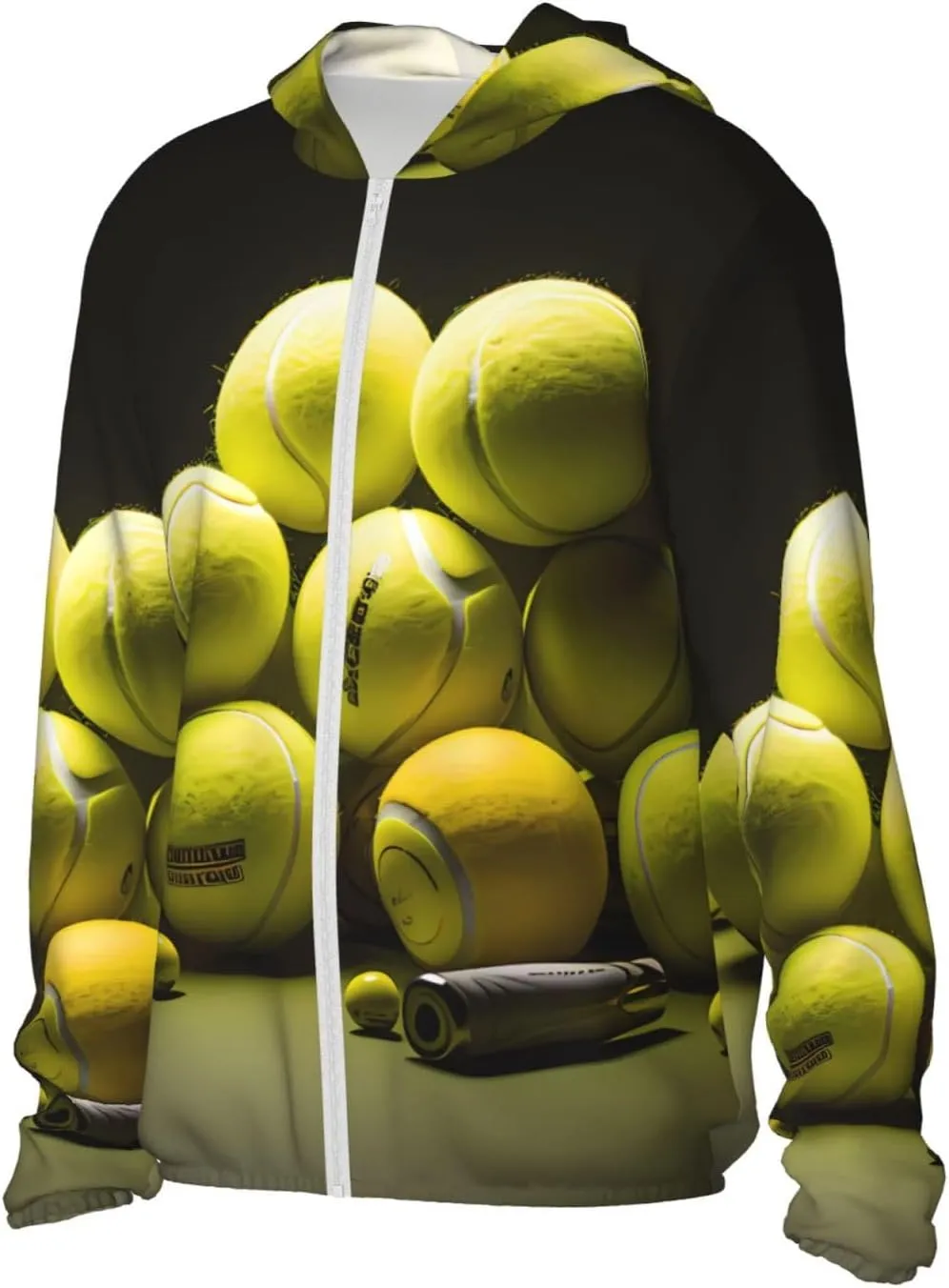 Lightweight UV Protection Sun Jacket, Tennis diagram Print Sportswear Hooded Sunblock Shirt for Outdoor
