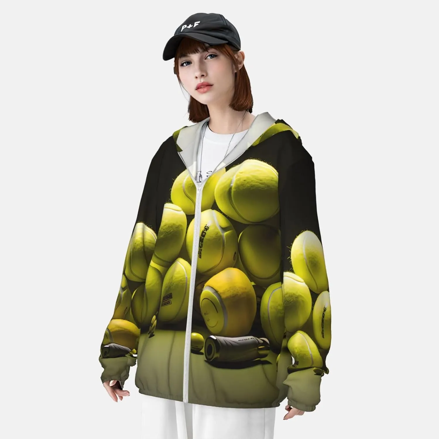 Lightweight UV Protection Sun Jacket, Tennis diagram Print Sportswear Hooded Sunblock Shirt for Outdoor