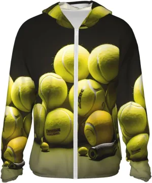 Lightweight UV Protection Sun Jacket, Tennis diagram Print Sportswear Hooded Sunblock Shirt for Outdoor