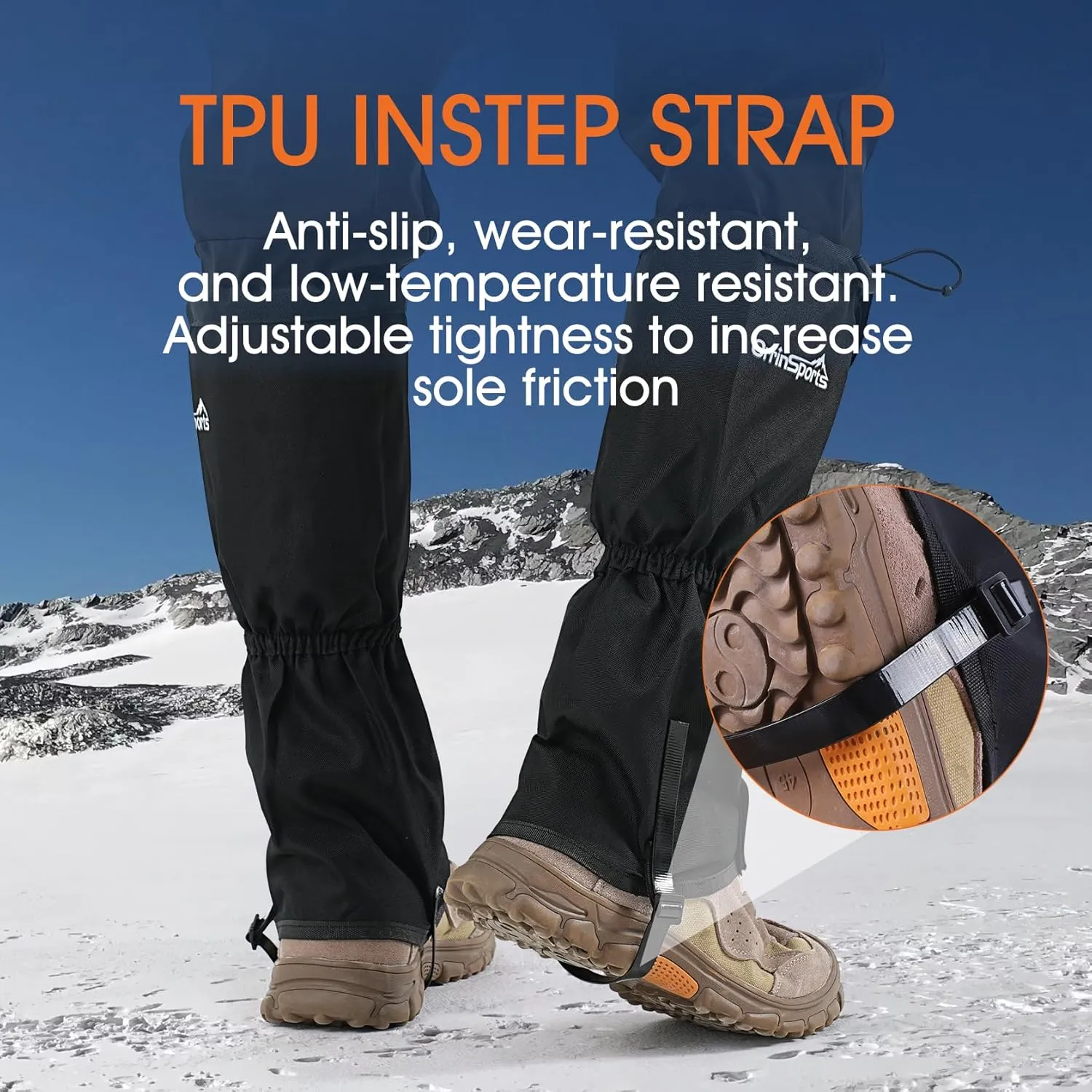 likloks Leg Gaiters for Men & Women, Adjustable Hiking Gaiters for Boots, Durable Lightweight Gaiters for Outdoor Activities