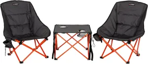 Lippert Baja Overlanding 3-Piece Chair & Table Set, 600-Denier Polyester Folding Chairs, Dual Cupholders, Innovative Scoop for Ultimate Comfort, Fold-up Convenience - 2023053719