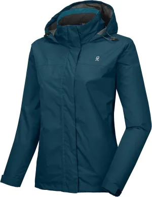 Little Donkey Andy Women’s Lightweight Waterproof Rain Jacket Outdoor Windbreaker Rain Coat Shell for Hiking, Travel Mosaic Blue M