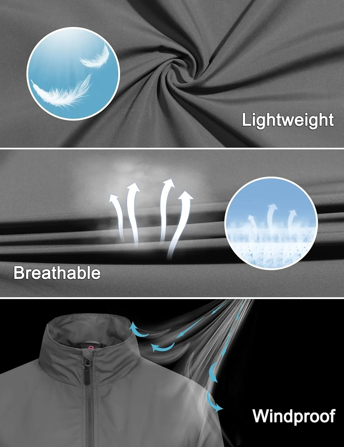 Little Donkey Andy Women's Lightweight Windbreaker Jacket Breathable Windproof Jacket Hiking Running Golf UPF50 