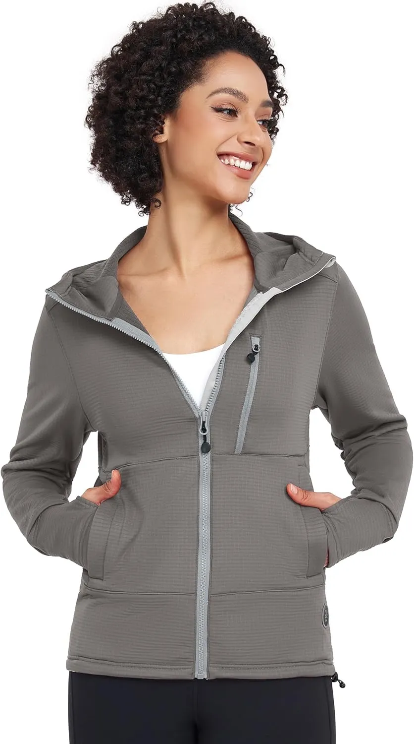 Little Donkey Andy Women's Winter Lightweight Warm Fleece Running Jacket Breathable Thumbholes Thermal Hiking Jacket