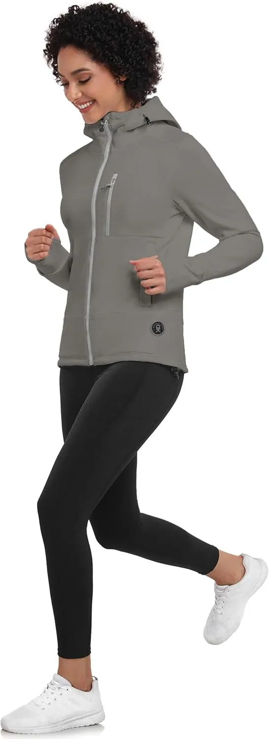 Little Donkey Andy Women's Winter Lightweight Warm Fleece Running Jacket Breathable Thumbholes Thermal Hiking Jacket