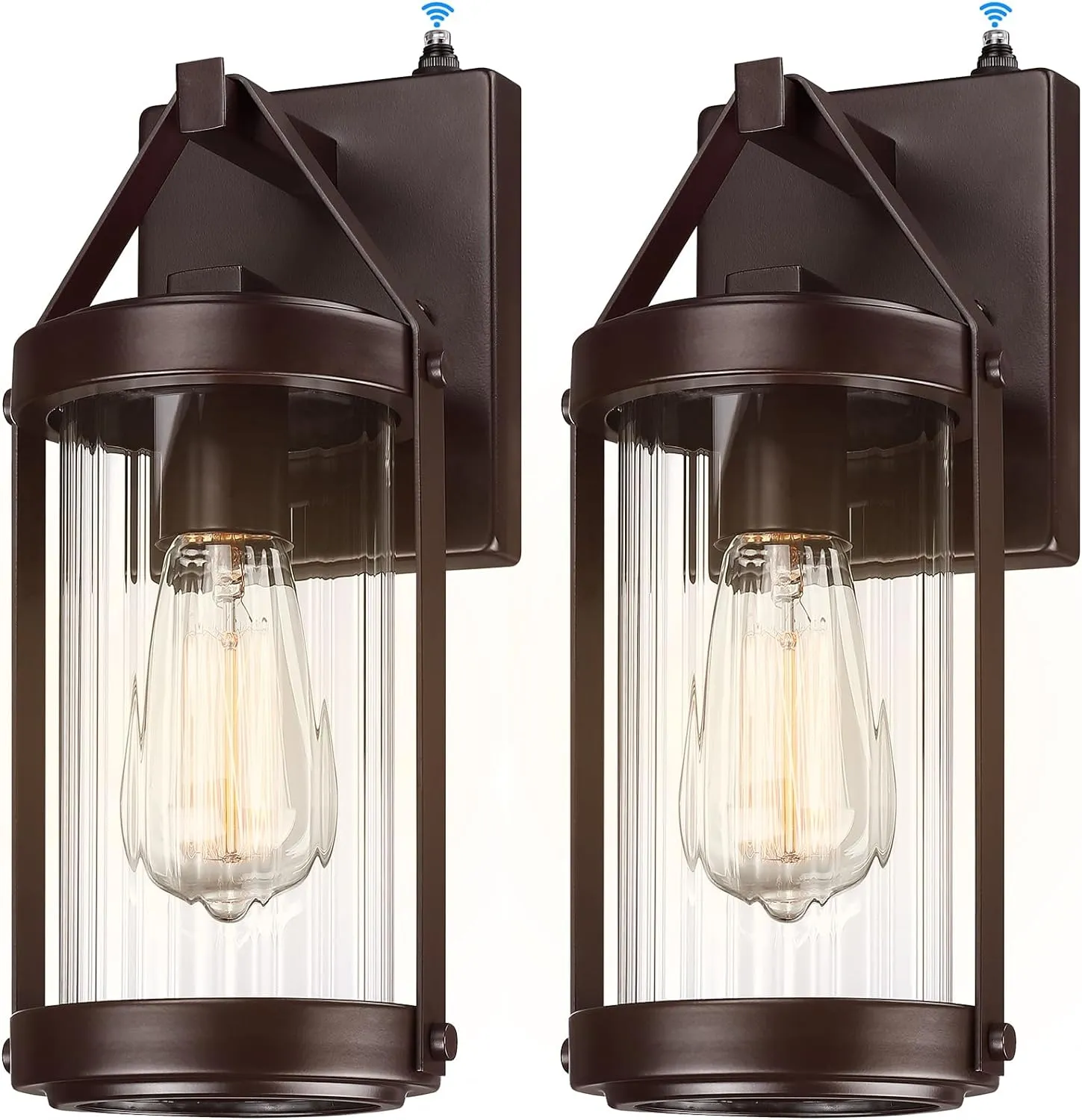 LONEDRUID 2 Pack Dusk to Dawn Sensor Outdoor Wall Sconce Lighting Waterproof Exterior Porch Lantern Rustic Outside Garage Light Fixtures Wall Mount for House Patio Front Door