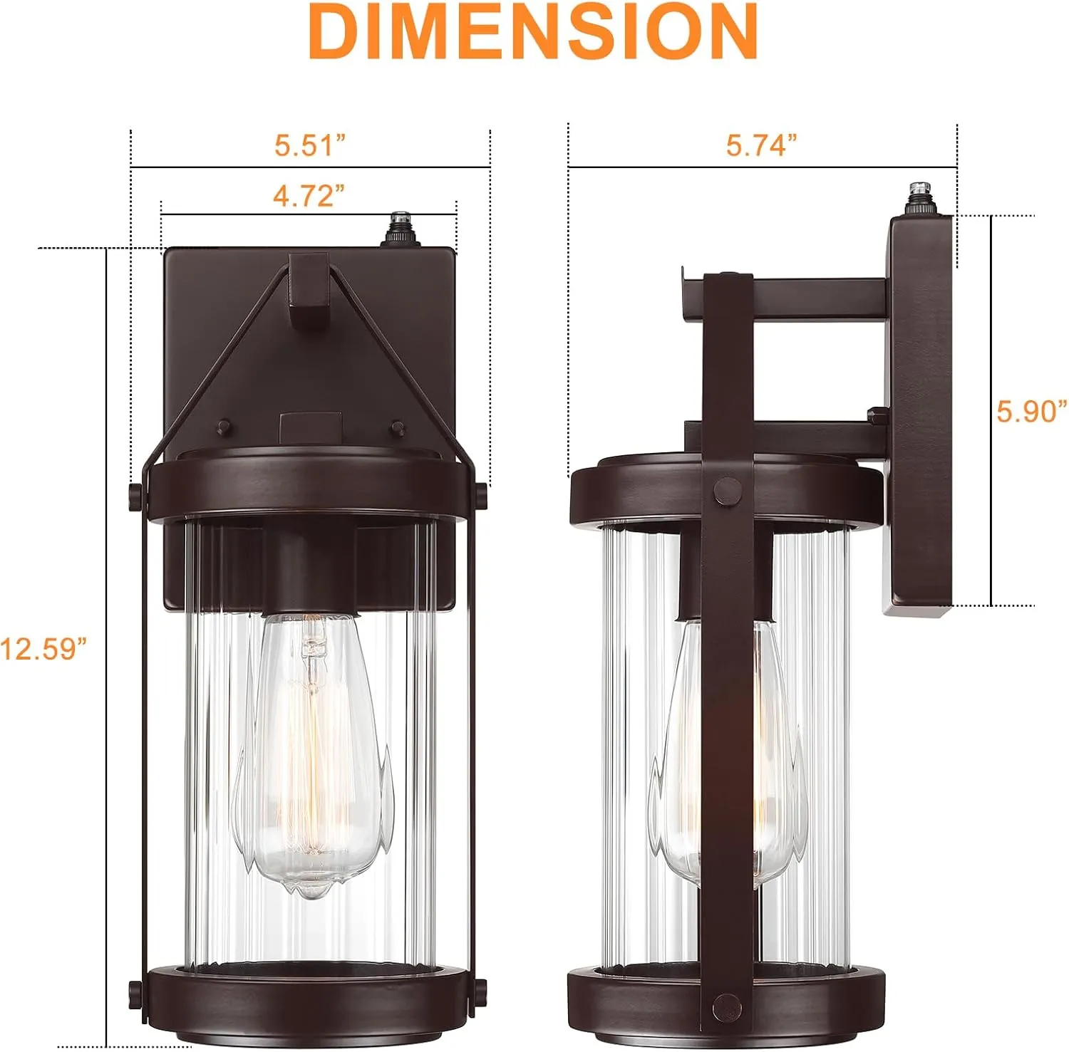 LONEDRUID 2 Pack Dusk to Dawn Sensor Outdoor Wall Sconce Lighting Waterproof Exterior Porch Lantern Rustic Outside Garage Light Fixtures Wall Mount for House Patio Front Door