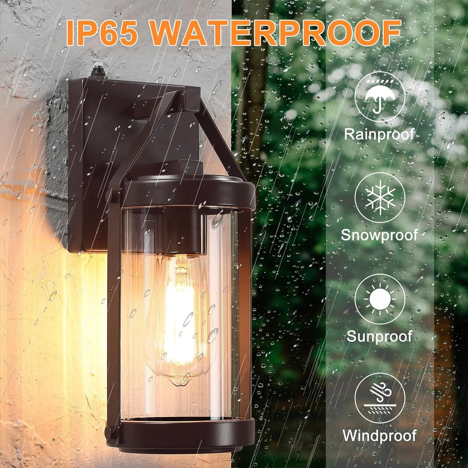 LONEDRUID 2 Pack Dusk to Dawn Sensor Outdoor Wall Sconce Lighting Waterproof Exterior Porch Lantern Rustic Outside Garage Light Fixtures Wall Mount for House Patio Front Door