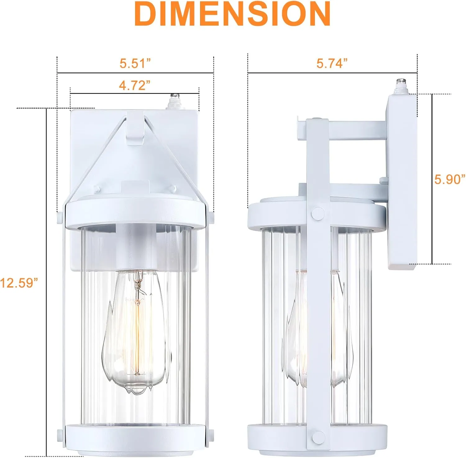LONEDRUID 2 Pack Dusk to Dawn Sensor Outdoor Wall Sconce Lighting White Exterior Porch Lantern Modern Outside Garage Light Fixtures Waterproof Wall Mount Lamp for House Patio Front Door