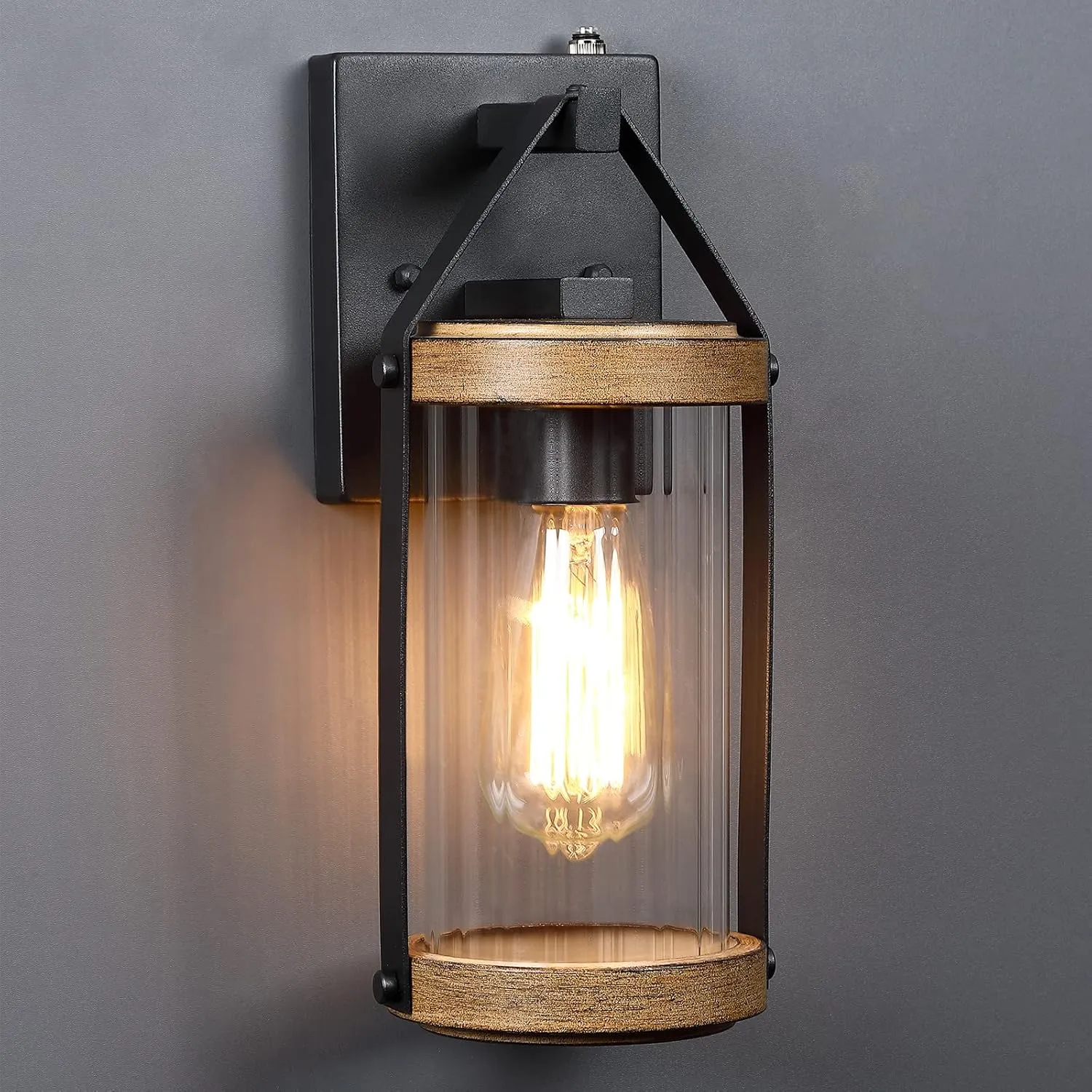 LONEDRUID Dusk to Dawn Sensor Outdoor Wall Sconce Lighting Anti-Rust Exterior Porch Light Fixtures Farmhouse Front House Lantern Waterproof Wall Mount Lamp for Patio Garage Entryway Doorway