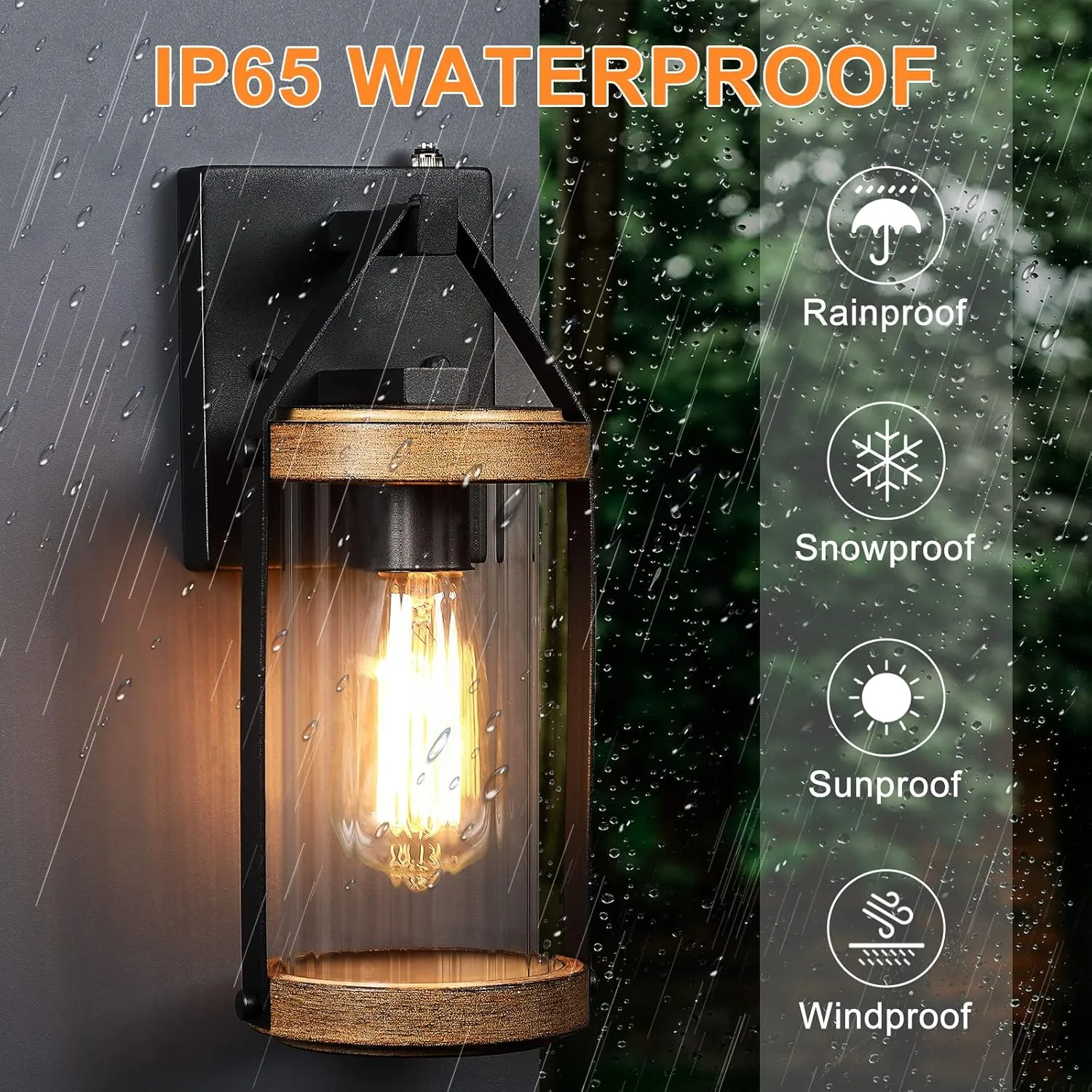 LONEDRUID Dusk to Dawn Sensor Outdoor Wall Sconce Lighting Anti-Rust Exterior Porch Light Fixtures Farmhouse Front House Lantern Waterproof Wall Mount Lamp for Patio Garage Entryway Doorway