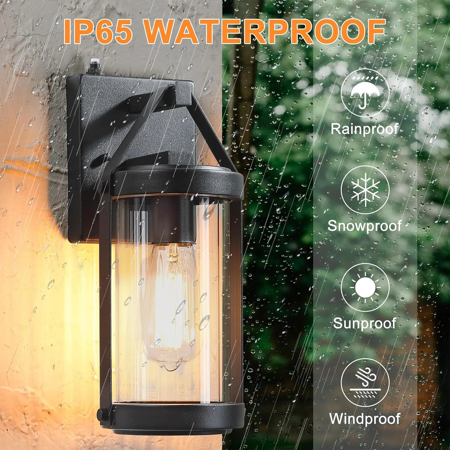 LONEDRUID Dusk to Dawn Sensor Outdoor Wall Sconce Lighting Black Exterior Porch Lantern Waterproof Outside Garage Light Fixtures Wall Mount for House Patio Entryway