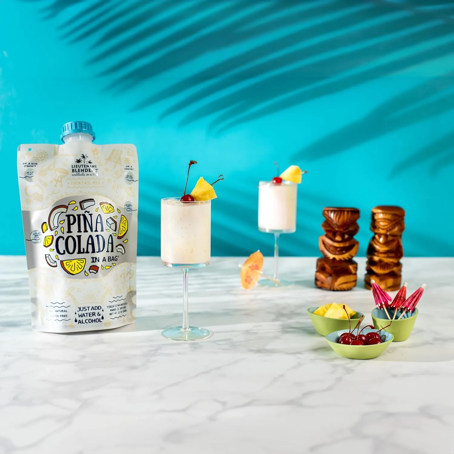 Lt. Blender's Pina Colada in a Bag – Pina Colada Drink Mix - Each Bag Makes 1/2 Gallon of Slushie Pina Coladas – Cocktail Mix - Make a Cocktail, Wine Slushie or Mocktail - (Pack of 5)