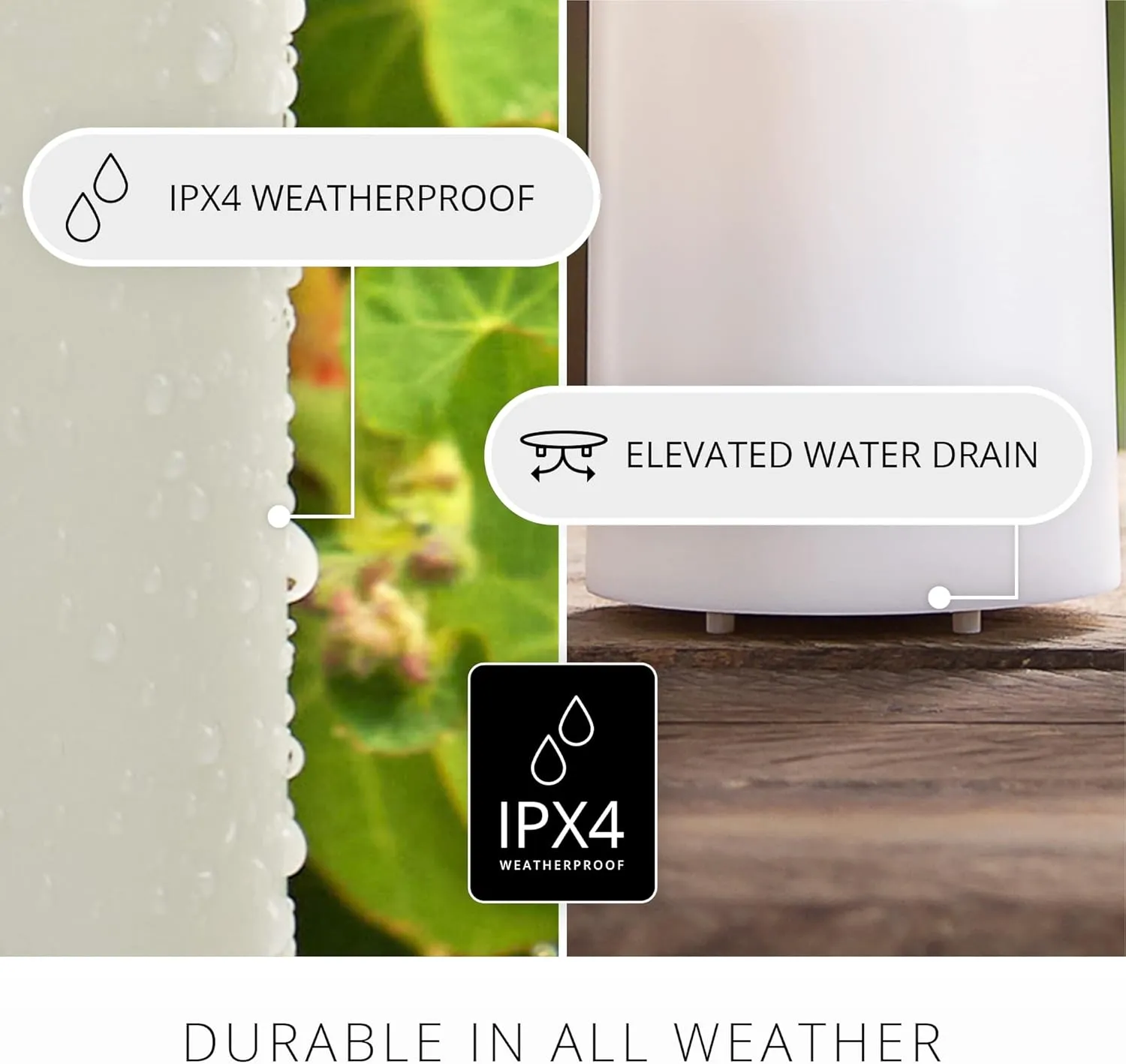 Luminara Outdoor Flameless LED Ivory Candle Melted Edge 3.75" x 9" Real Moving Flame Battery Operated Timer Plastic Weather-Resistant