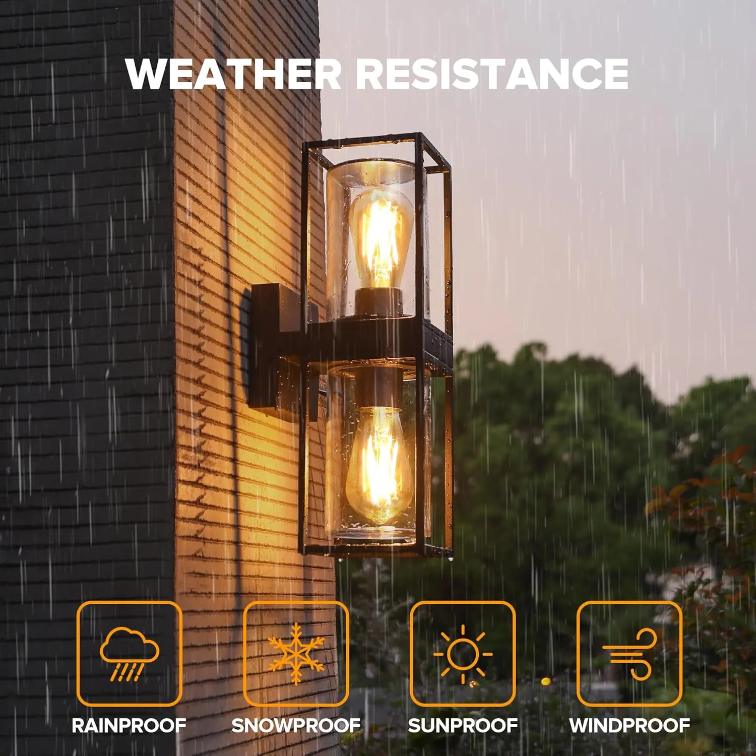 LUTEC Up and Down Outdoor Wall Lantern, Dusk to Dawn Outdoor Wall Lights, Exterior Waterproof Wall Sconce Light Fixtures with Clear Glass, Anti-Rust E26 Socket Black Porch Lights for Entryway