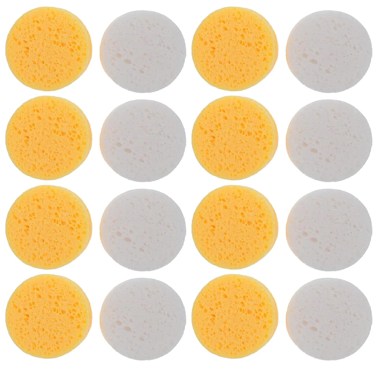 Luxshiny 100pcs Facial Washing Pads for Makeup Removal Exfoliating Skin Care Yellow White Sponges for All Skin Types