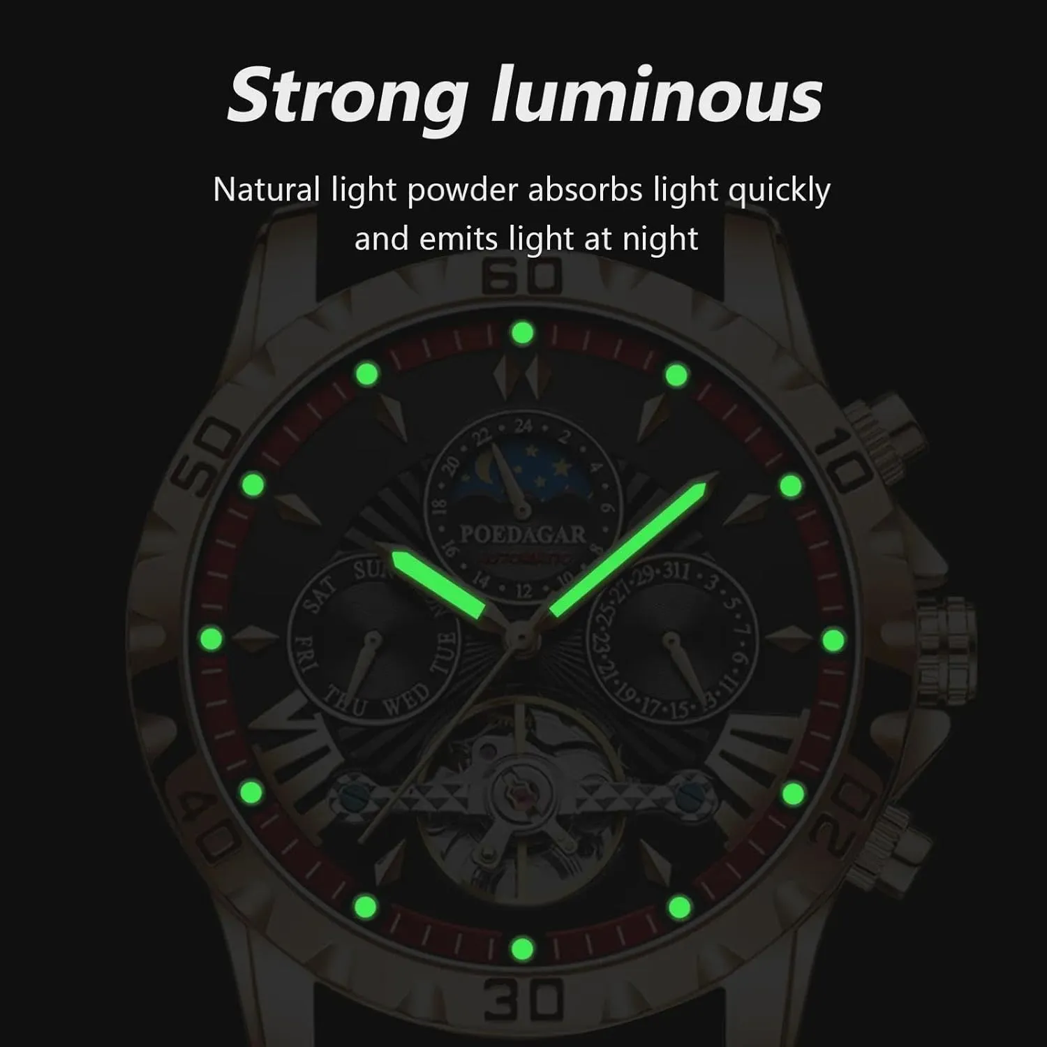 Luxury Automatic Mechanical Watch for Men Hollow Tourbillon Waterproof Luminous Date Week Stainless Steel Men's Watches